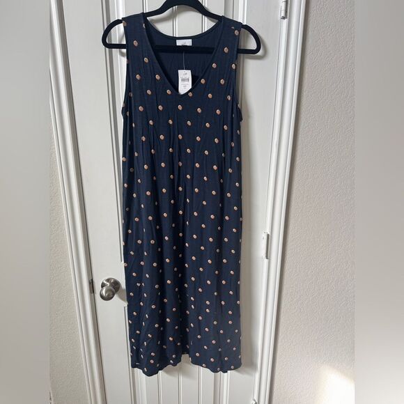 J. Jill Blue and White Sleeveless V-Neck Maxi Sundress - Picture 3 of 9